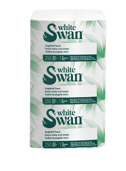 White Swan Singlefold Paper Towel 250/Pkg, 16/Cs - 1900