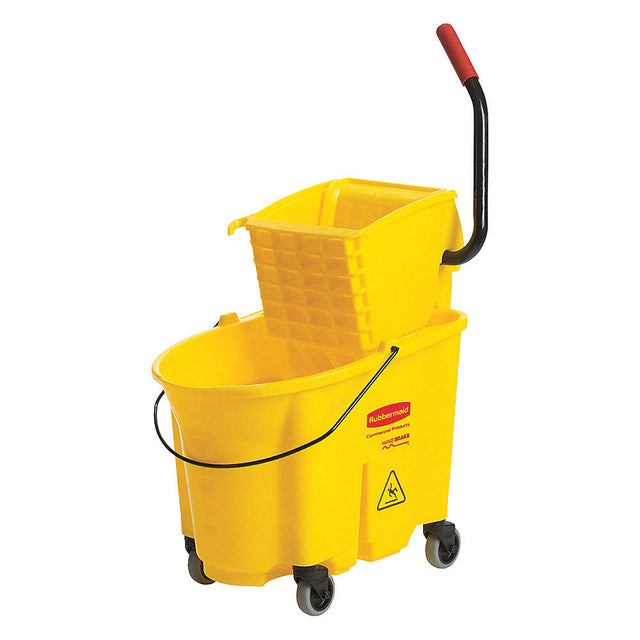WaveBrake Mop Bucket & Wringer, Yellow, SidePress - FG758088YEL
