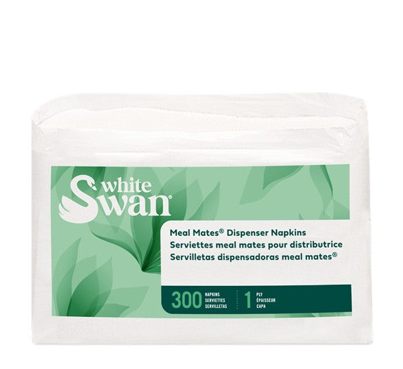 White Swan 1-Ply Meal Mates Napkins, 18 Pkg of 300/Cs - 6700