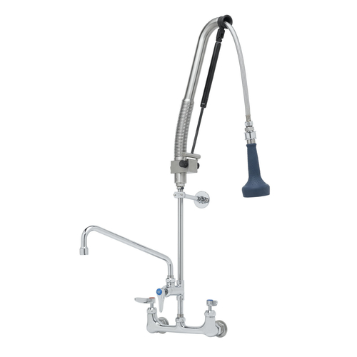 T&S Pre-Rinse Wall Mount, 8" Center, 12" Swing Nozzle, Cerama Cartridges - B-0133-12-CRB8P