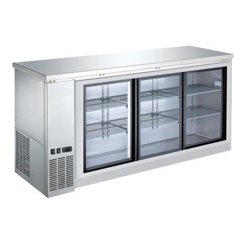 Back Bar 72" w Sliding Glass Doors - EFI Classic-Chill CBBSGDS3-72CC