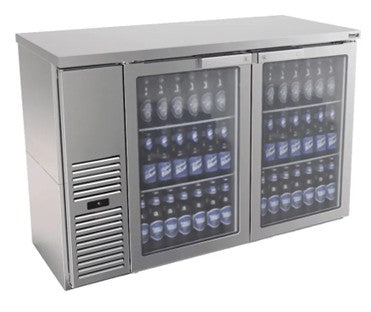 Back Bar 48" Slim Line w Glass Doors, Stainless - FBB-24-48GS