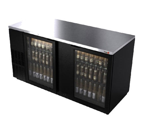 Back Bar 69" w Glass Door, Black - FBB-69G-N