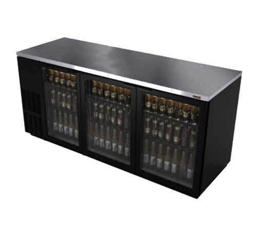 Back Bar 80" w Glass Doors, Black - FBB-79G-N