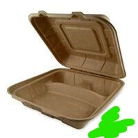 Sugarcane Bagasse Container, 3 Comp, 9”x9”, 100Pk – SC993