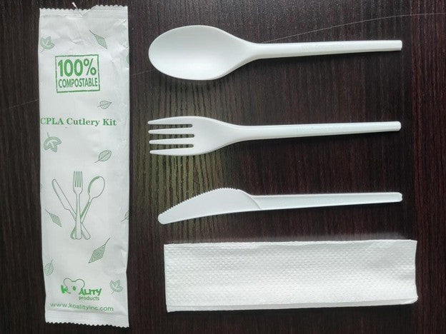 Compostable CPLA Cutlery Kit, 250 Sets – GD-6.5AKFSLN-PB