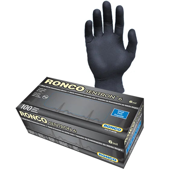 Gloves Nitrile Black Sentron Small, 100/Bx - 962S