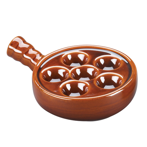 Escargot Plate with Handle, Brown - 744045