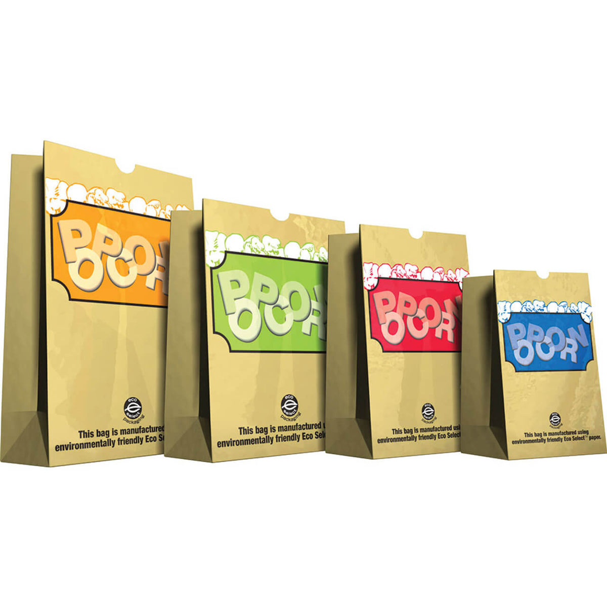 EcoSelect Large Popcorn Bags, Green - 500/cs  12968