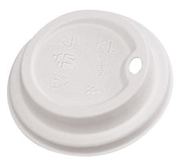 Compostable White Dome Sip Lids 12oz, 50Pk - 6081