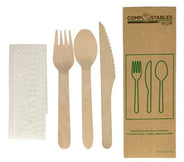 Compostable Wooden Cutlery Sets, 50Pk - 6051