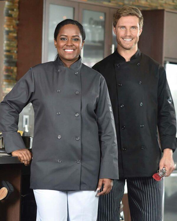 Chef Coat, Long Sleeve, Black, XL - 5353-BK-XL