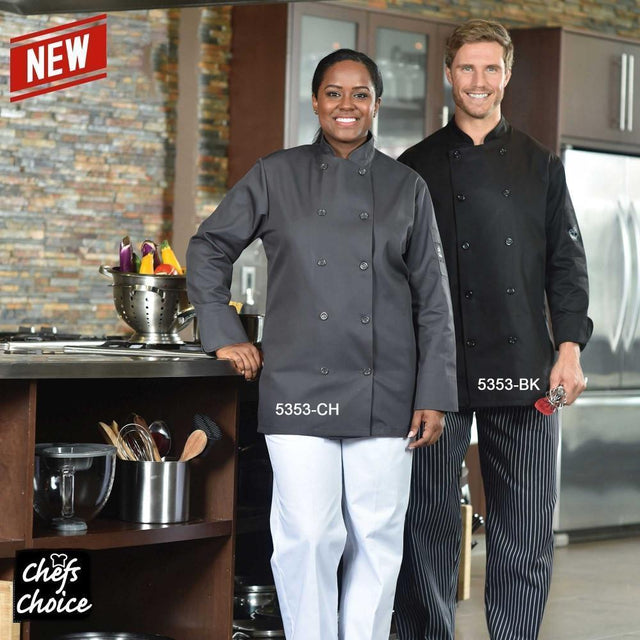 Chef Coat, Short Sleeve, Black, Large - 5353SS-BK-LG